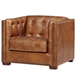 Crafters and Weavers Tuxedo Contemporary Leather Arm Chair in Light Brown
