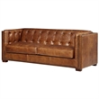 Crafters and Weavers Tuxedo Contemporary Italian Leather Sofa in Light Brown