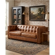 Crafters and Weavers Tuxedo Contemporary Italian Leather Sofa in Light Brown