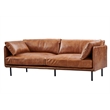 Crafters and Weavers Venezia Contemporary Leather Loveseat in Light Brown/Black