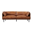 Crafters and Weavers Venezia Contemporary Leather Loveseat in Light Brown/Black