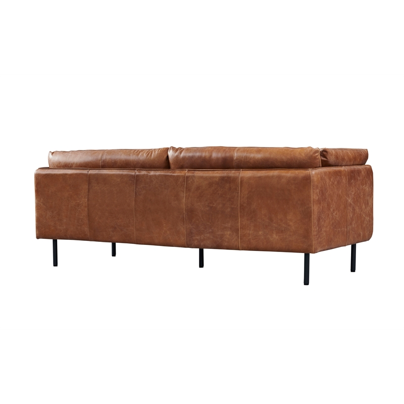 Crafters and Weavers Venezia Contemporary Leather Loveseat in Light Brown/Black