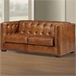 Crafters and Weavers Tuxedo Contemporary Leather Arm Chair in Light Brown