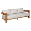 Paradiso Outdoor Solid Teak Wood Sofa - Gray Fabric