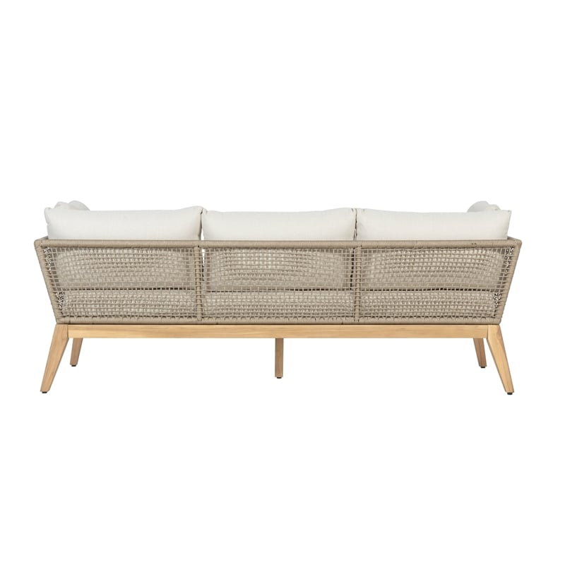 Cypress Teak Wood Sofa with Beige Color Rope Design