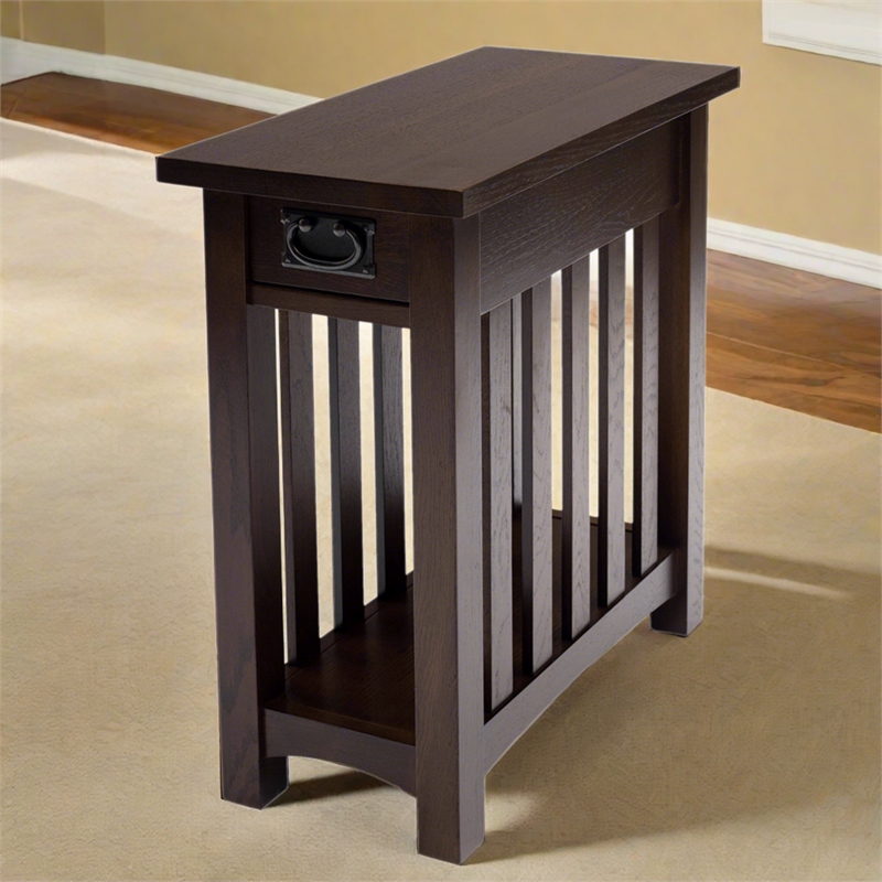 Mission Arts & Crafts 1 Drawer Side Table Walnut