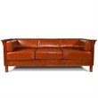 Mission / Craftsman Cubic Slat Side Sofa - Russet Brown Leather (RB2)