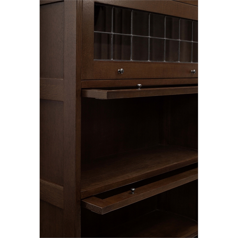 Mission Craftsman Style Oak Barrister Bookcase - 5 Stack - Walnut