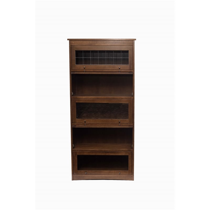 Mission Craftsman Style Oak Barrister Bookcase - 5 Stack - Walnut
