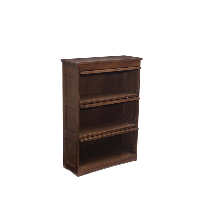 Mission Craftsman Style Oak Barrister Bookcase - 3 Stack - Walnut