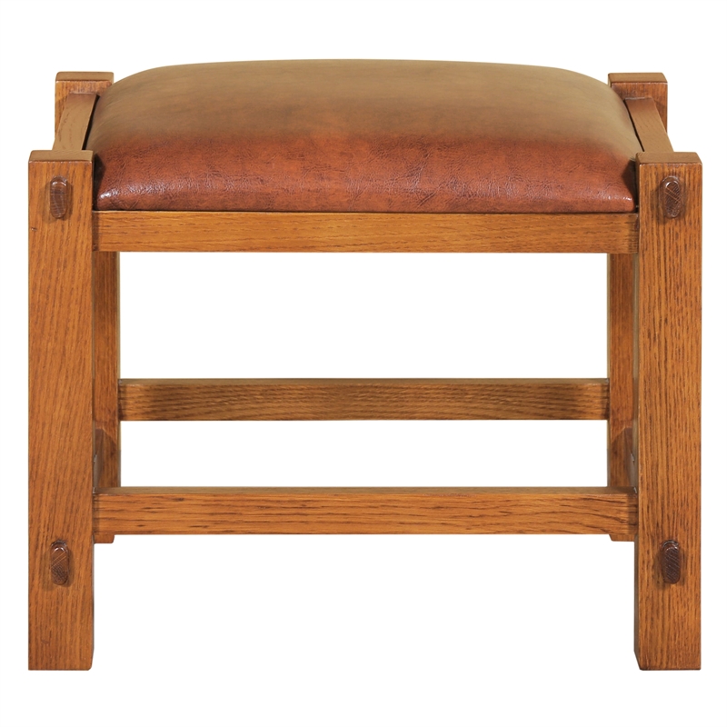 Mission Spindle Stool - Quarter Sawn Oak & Leather - Walnut