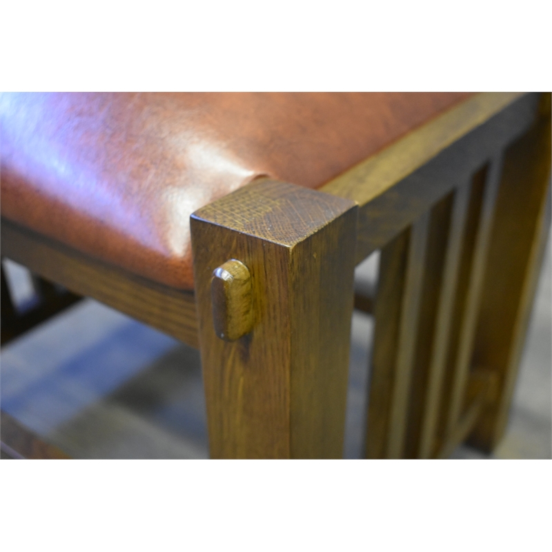 Mission Spindle Stool - Quarter Sawn Oak & Leather - Walnut