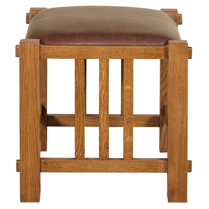 Mission Spindle Stool - Quarter Sawn Oak & Leather - Walnut