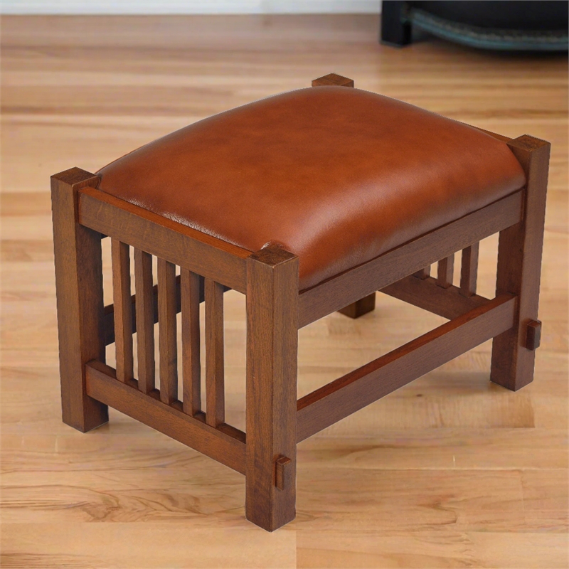 Mission Spindle Stool - Quarter Sawn Oak & Leather 1515 RL