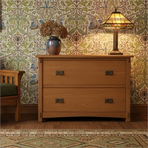Mission Oak 2 Drawer Lateral File Cabinet - Walnut