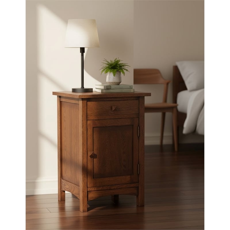 Mission 1 Door 1 Drawer Nightstand - Walnut stain