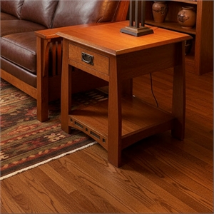 Mission Quarter Sawn White Oak 1 Drawer Inlay End Table