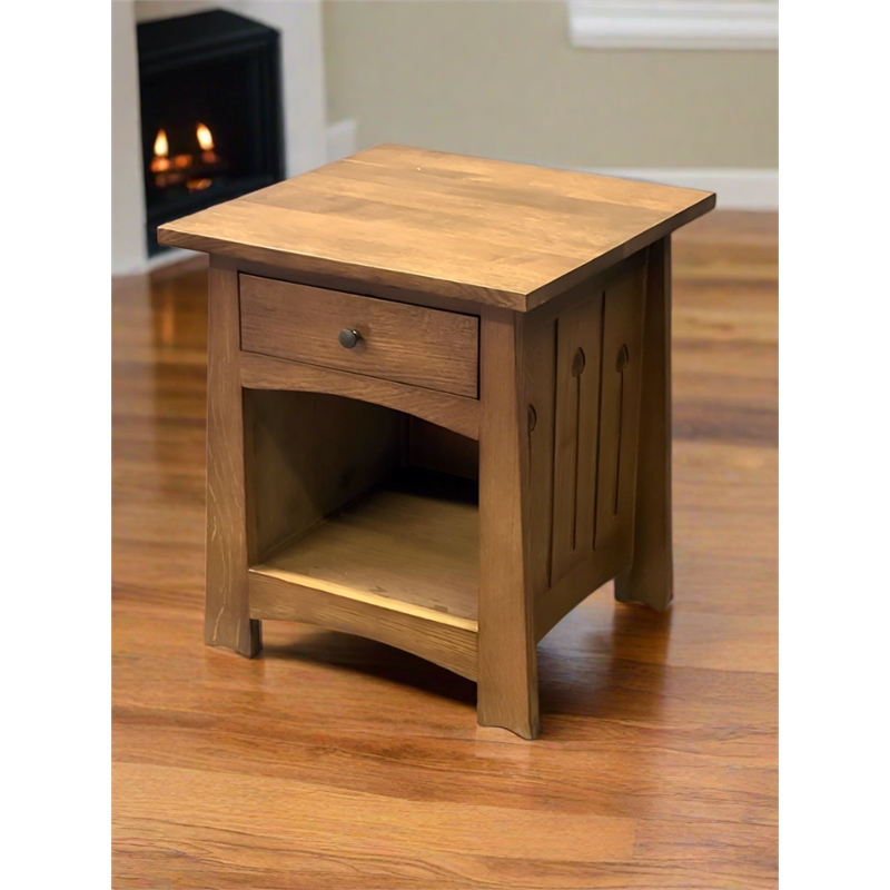 Mission Style Solid Quarter Sawn Oak Keyhole End Table
