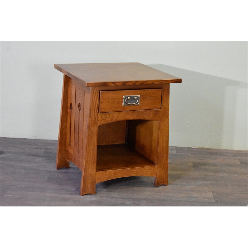 Mission Style Solid Quarter Sawn Oak Keyhole End Table