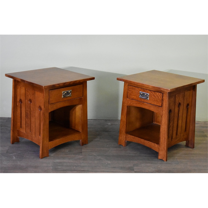 Mission Style Solid Quarter Sawn Oak Keyhole End Table