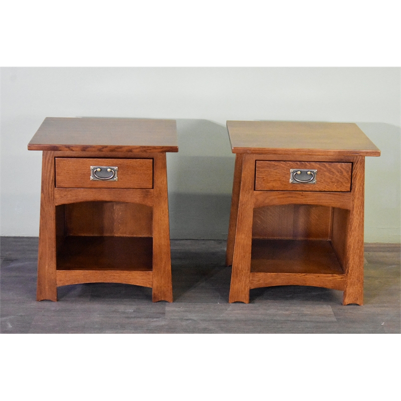Mission Style Solid Quarter Sawn Oak Keyhole End Table