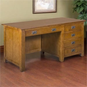Mission Quarter Sawn Oak 5 Drawer Library Desk - Michael's Cherry