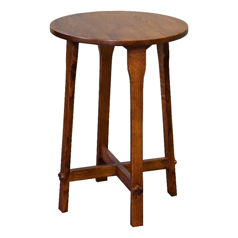 Arts and Crafts / Mission Style Oak Round End Table - Walnut