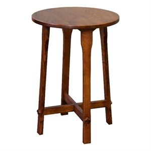 Arts and Crafts / Mission Style Oak Round End Table - Walnut