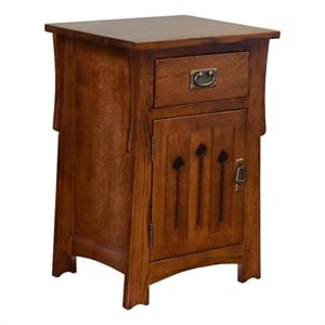Mission Style Solid Quarter Sawn Oak Keyhole Nightstand - Walnut