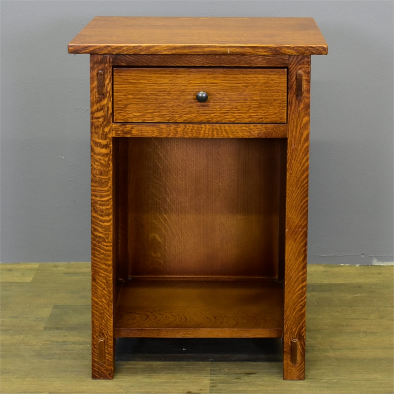 Mission Solid Quarter Sawn Oak 1 Drawer End Table - Model A27 - Walnut