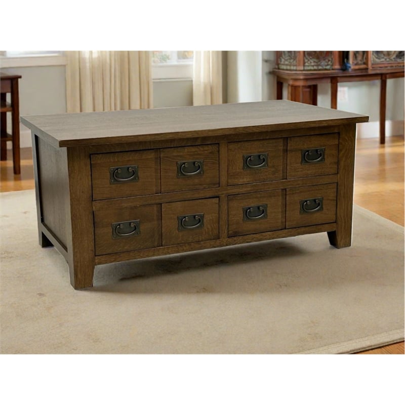 Mission 8 Drawer Coffee Table - Walnut