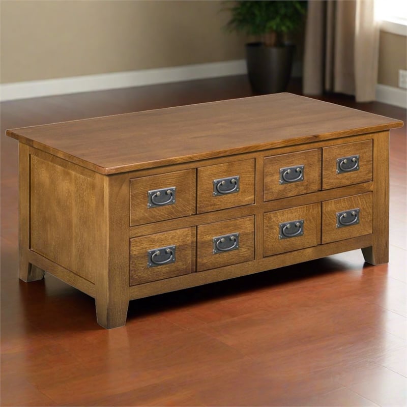 Mission 8 Drawer Coffee Table - Walnut