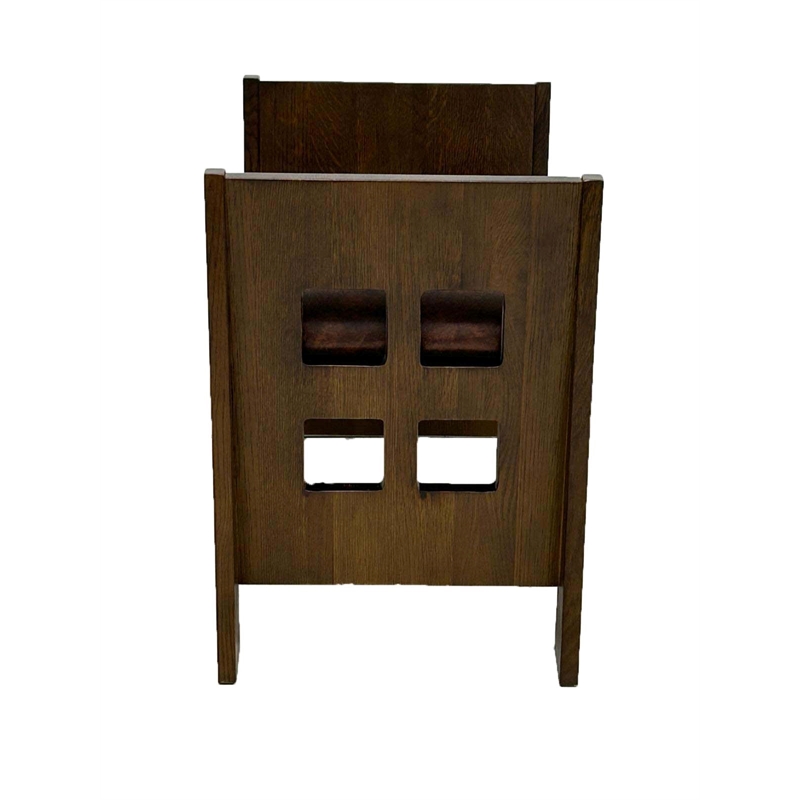 Mission Style Oak and Leather Foot Stool - Model A31