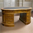 Crafters and Weavers Legacy Mahogany Wood Leather Top Kidney Desk Light Walnut