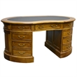 Crafters and Weavers Legacy Mahogany Wood Leather Top Kidney Desk Light Walnut