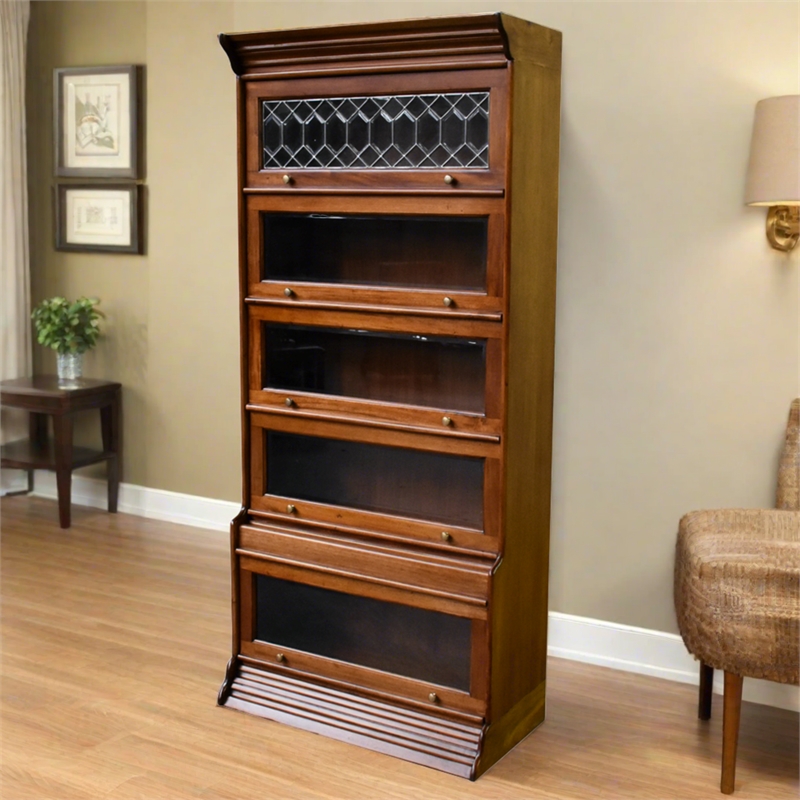 Crafters and Weavers Legacy 5 Stack Barrister Bookcase - Light Brown Walnut