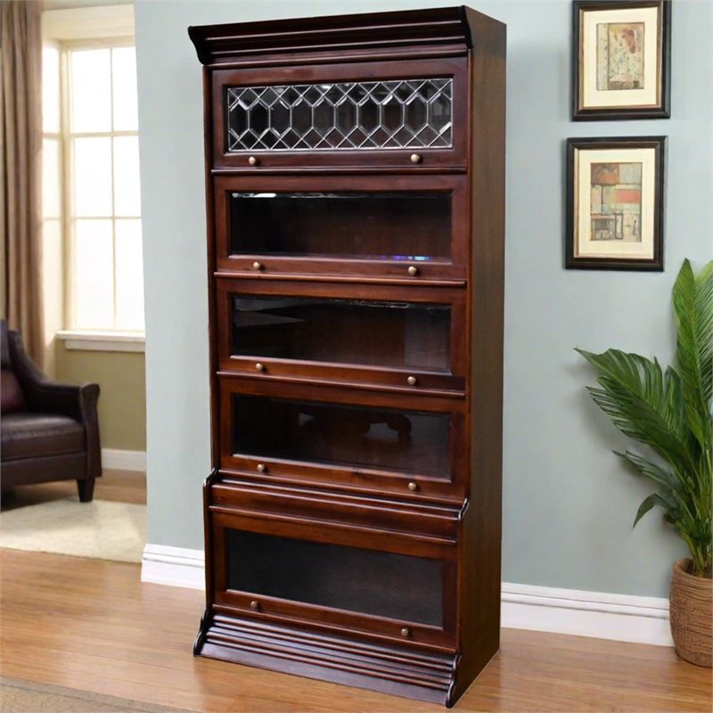 Crafters and Weavers Legacy 5 Stack Barrister Bookcase - Brown Walnut