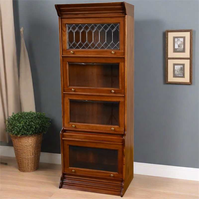 Crafters and Weavers Legacy 4 Stack Barrister Bookcase - Light Brown Walnut