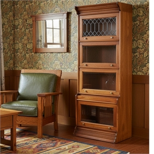 Crafters and Weavers Legacy 4 Stack Barrister Bookcase - Light Brown Walnut