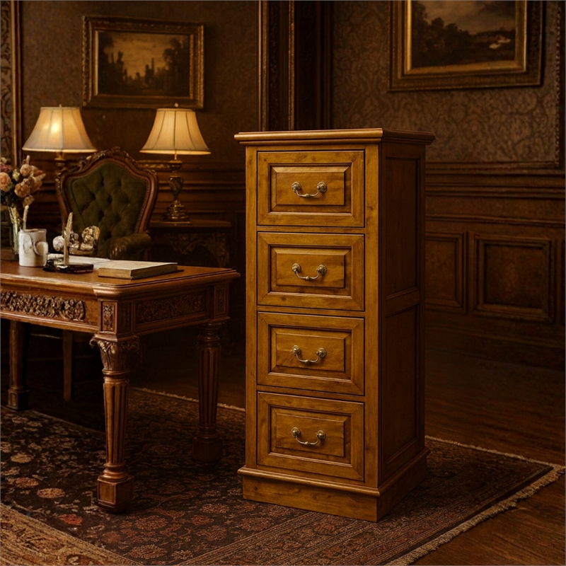 Crafters and Weavers Legacy 4 Drawer File Cabinet - Light Brown Walnut