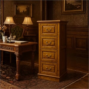 Crafters and Weavers Legacy 4 Drawer File Cabinet - Light Brown Walnut