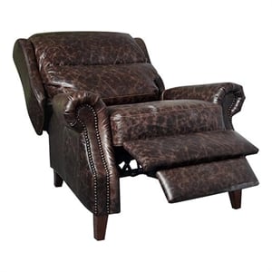 Crafters and Weavers English Rolled Arm Chair in Dark Brown Leather