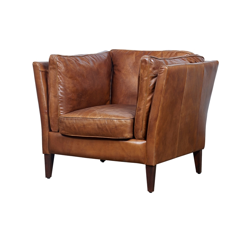 Crafters and Weavers Kenmore Leather Arm Chair in Light Brown