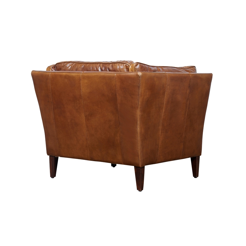Crafters and Weavers Kenmore Leather Arm Chair in Light Brown