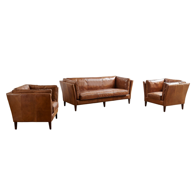 Crafters and Weavers Kenmore Leather Arm Chair in Light Brown