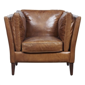 Crafters and Weavers Kenmore Leather Arm Chair in Light Brown