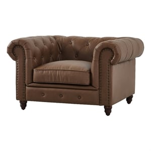 Crafters and Weavers Cornelia Modern Contemporary Eco Leather Arm Chair in Brown