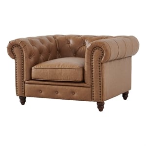 Crafters and Weavers Cornelia Modern Eco Leather Arm Chair in Light Brown