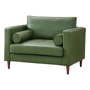 Crafters and Weavers Alessandra Modern Eco Leather Arm Chair in Green
