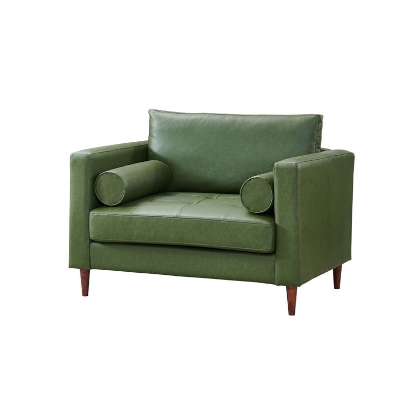 Crafters and Weavers Alessandra Modern Eco Leather Arm Chair in Green